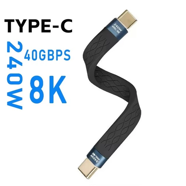 Кабель перехідник 8K USB Type-C M/M 240W 40Gbps E-Mark Chip Black, 13 см (44047) - зображення 2