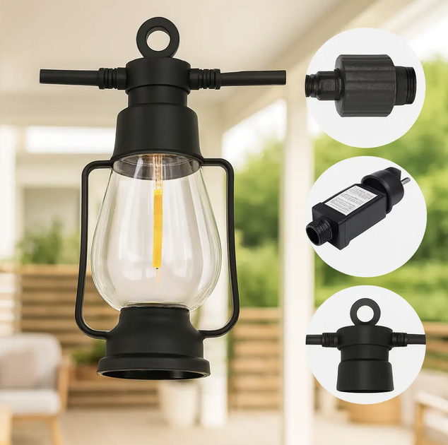 Гирлянда LED подвесные ретро-лампы SFK-49, 220 В, IP65, теплый свет - изображение 3