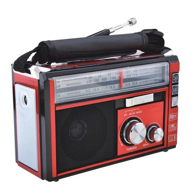 Радиоприёмник портативное радио golon rx-381 аккумуляторный ретро колонка usb sd mp3 fm. цвет: красный - изображение 3