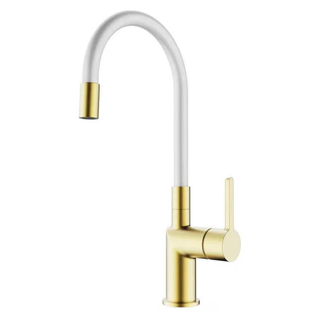 Смеситель для кухни Koer KB-70029-12 (Цвет матовое золото+силиконовый излив белый) (KR5958) - Фото 1 Смеситель для кухни Koer KB-70029-12 (Цвет матовое золото+силиконовый излив белый) (KR5958) - изображение 1