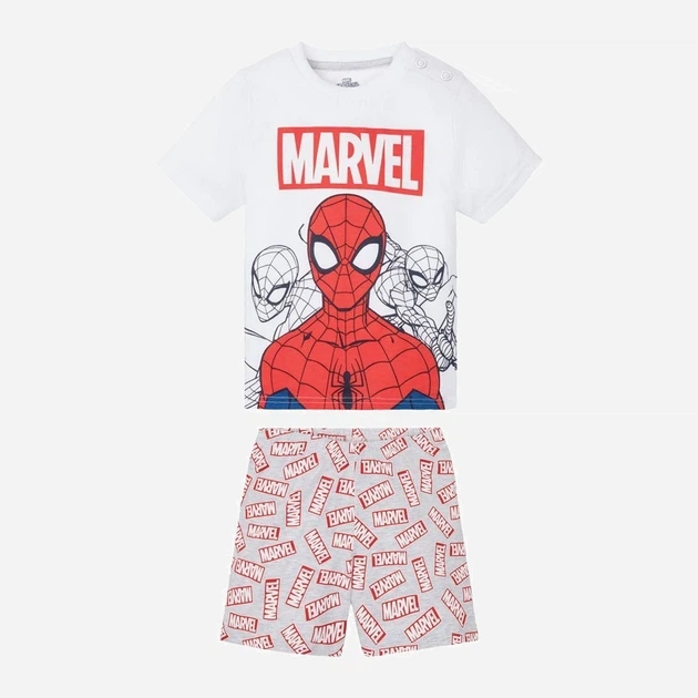 Піжама з принтом Спайдермен Spiderman Lupilu 86 92 см біла червона - Фото 2 Піжама з принтом Спайдермен Spiderman Lupilu 86 92 см біла червона - изображение 2