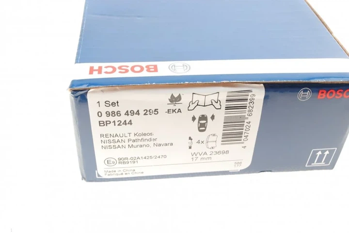 Гальмівні колодки BOSCH 0986494295 Infiniti EX, M, Q, G, FX, QX; Nissan Murano, Qashqai, Navara, Pathfinder, X-Trail; Renault Kaleos DA060EB325, D10605X00A, D10601NC0C - Фото 7 Гальмівні колодки BOSCH 0986494295 Infiniti EX, M, Q, G, FX, QX; Nissan Murano, Qashqai, Navara, Pathfinder, X-Trail; Renault Kaleos DA060EB325, D10605X00A, D10601NC0C - зображення 7