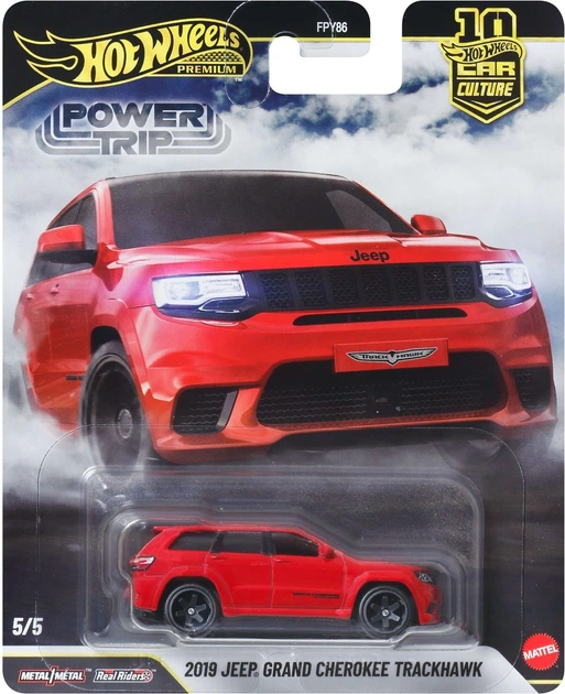 Model samochodu Mattel Hot Wheels Premium Power Trip 2019 Jeep Grand Cherokee Trackhawk Szary metalik JKF28 (194735347735) - obraz 2