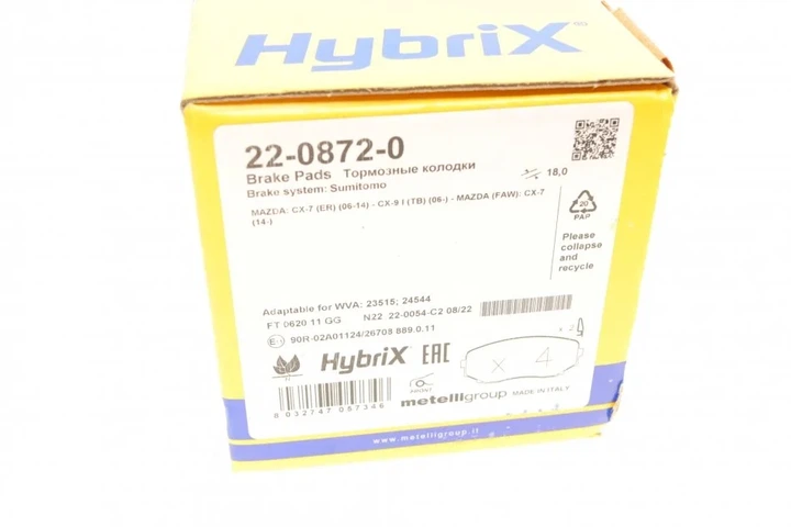 Комплект гальмівних колодок METELLI 22-0872-0 Metelli 22-0872-0 Mazda CX-9, CX-7; Mitsubishi L200 EHY43328Z, EHY53328ZA, EHY53328ZB - изображение 8