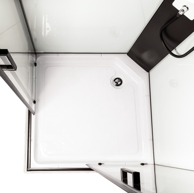 Душовий бокс INSANA Ester 90 (XW9811-90) 90×90×215 см, квадратний, з мілким піддоном 15 см, чорний профіль, тропічний душ - изображение 3