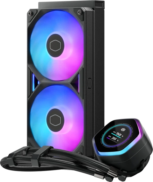 Chłodzenie wodne Cooler Master MasterLiquid 240 Atmos II LCD ARGB Black (MLX-D24M-A25SZ-L1) - Zdjęcie 2 Chłodzenie wodne Cooler Master MasterLiquid 240 Atmos II LCD ARGB Black (MLX-D24M-A25SZ-L1) - obraz 2