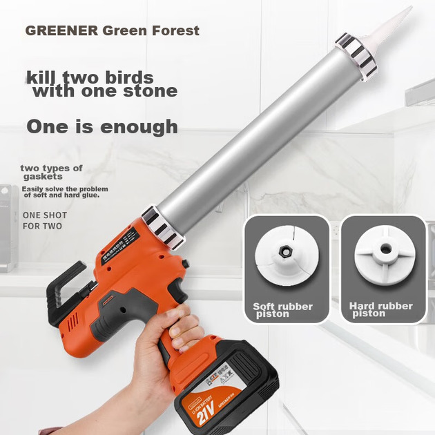 Литиевый аккумуляторный пистолет для герметика GREENER, универсальный, с автоматическим втягиванием, большой емкости, для затирки швов плитки, 21 В, один аккумулятор и зарядное устройство. - Фото 4 Литиевый аккумуляторный пистолет для герметика GREENER, универсальный, с автоматическим втягиванием, большой емкости, для затирки швов плитки, 21 В, один аккумулятор и зарядное устройство. - изображение 4