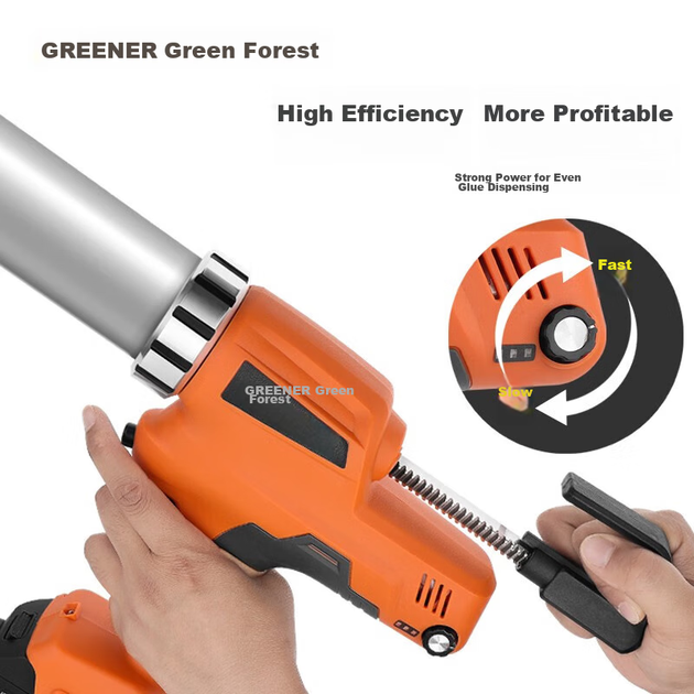 Литиевый аккумуляторный пистолет для герметика GREENER, универсальный, с автоматическим втягиванием, большой емкости, для затирки швов плитки, 21 В, один аккумулятор и зарядное устройство. - Фото 5 Литиевый аккумуляторный пистолет для герметика GREENER, универсальный, с автоматическим втягиванием, большой емкости, для затирки швов плитки, 21 В, один аккумулятор и зарядное устройство. - изображение 5