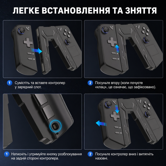Тримач контролера GAMOREK для Lenovo Legion Go, Go 2 з Type-C зарядкою та організатором аксесуарів - Фото 8 Тримач контролера GAMOREK для Lenovo Legion Go, Go 2 з Type-C зарядкою та організатором аксесуарів - зображення 8