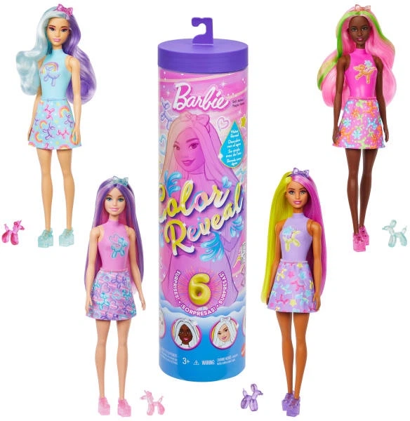 Лялька‑сюрприз Mattel Barbie Color Reveal з повітряними тваринками JFV58 (194735306244) - Фото 1 Лялька‑сюрприз Mattel Barbie Color Reveal з повітряними тваринками JFV58 (194735306244) - зображення 1