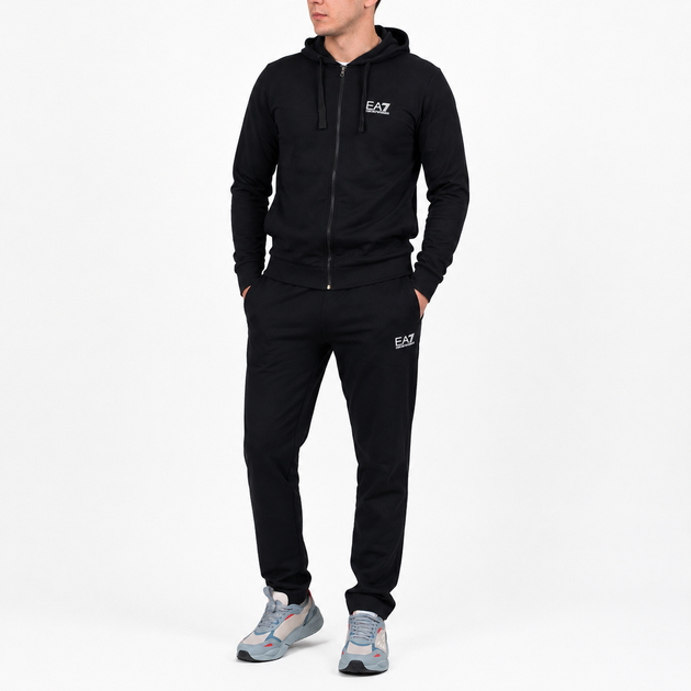 Спортивний костюм чоловічий Emporio Armani EA7 (8NPV50-PJ05Z) 100% бавовна чорний з лого L - изображение 2