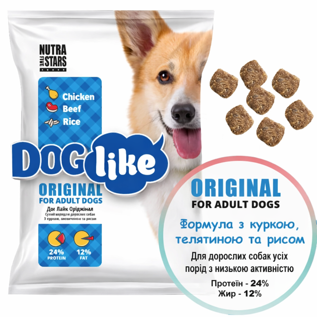Nutra 5 Stars Dog Like Original — Сухой корм для взрослых собак всех пород с курицей, говядиной и рисом 10 кг. - Фото 1 Nutra 5 Stars Dog Like Original — Сухой корм для взрослых собак всех пород с курицей, говядиной и рисом 10 кг. - изображение 1