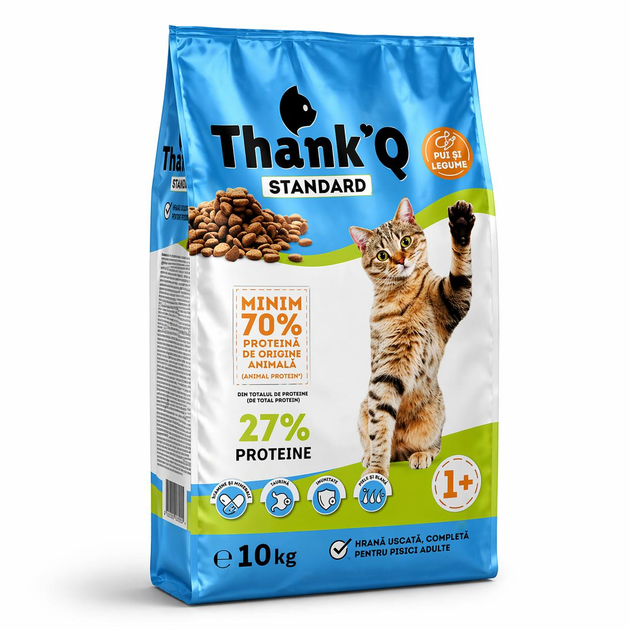 Сухой корм для кошек Thank’Q Plus Pisici с курицей, 10 кг. - Фото 1 Сухой корм для кошек Thank’Q Plus Pisici с курицей, 10 кг. - изображение 1