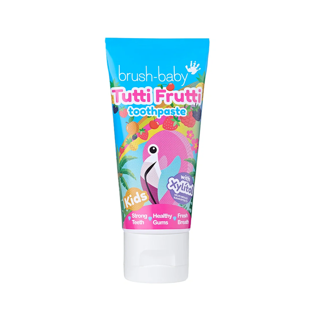 Brush-Baby TuttiFrutti зубна паста, фламінго 3+ років, 50 мл - Фото 1 Brush-Baby TuttiFrutti зубна паста, фламінго 3+ років, 50 мл - зображення 1