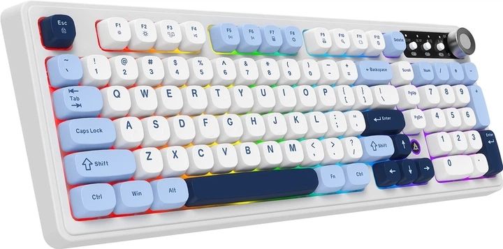 Клавіатура бездротова Ajazz AF98 PLUS USB/Bluetooth/Wireless White/Blue (AF98-PLUS-GB) - зображення 5