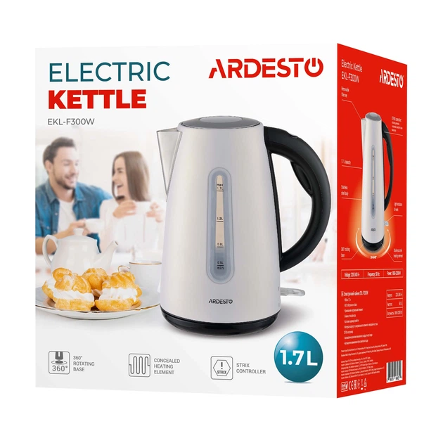 Електрочайник Ardesto 1.7л, Strix, метал, білий (00109435) - изображение 8