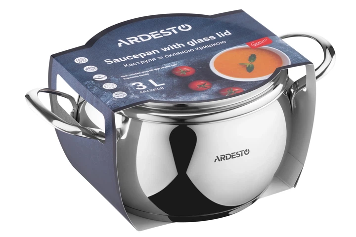 Каструля Ardesto Gemini Liguria нержавіюча сталь 3л 18см AR4330GB (00107447) - изображение 2