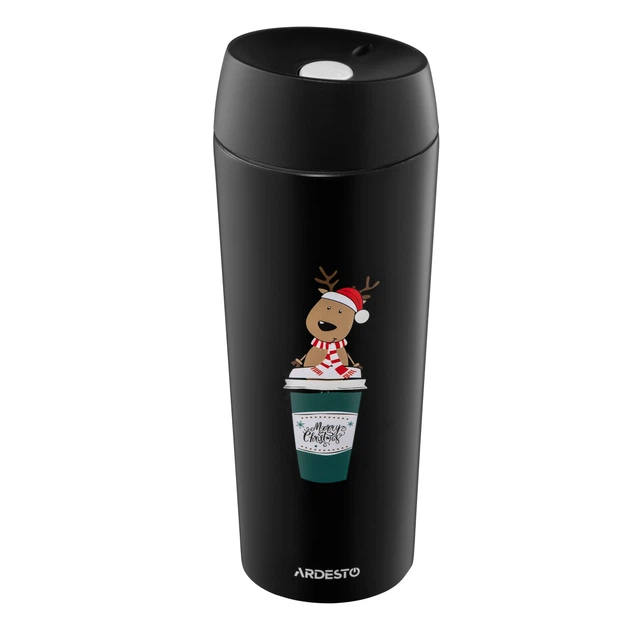 Термокружка Ardesto Coffee Time Christmas Reindeer AR2645RN 450 мл Чорний (00108756) - изображение 3