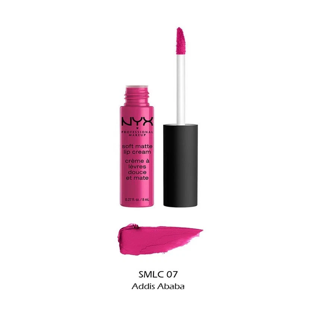 Рідка помада з матовим фінішем Nyx Soft Matte Lip Cream Addis Ababa SMLC07 яскрава фуксія 8 мл - зображення 3