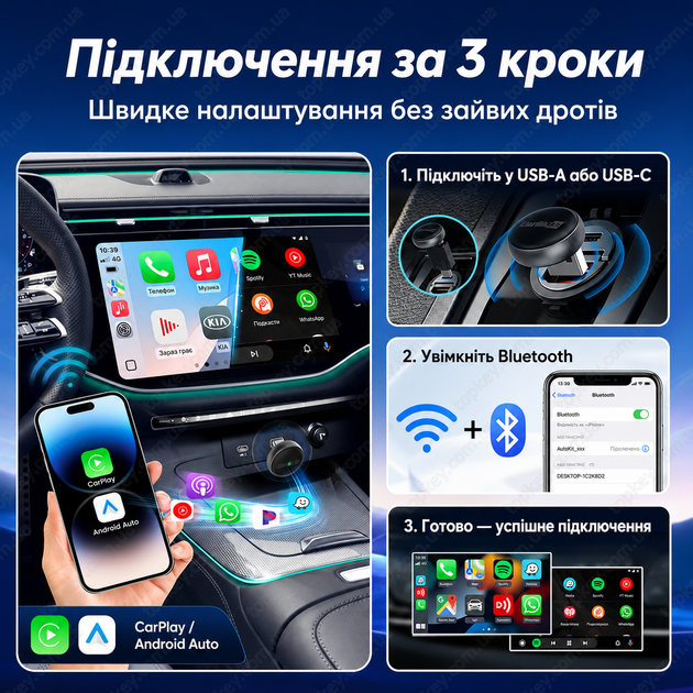 Carlinkit Mini Ultra 3 2AIR Беспроводной адаптер CarPlay Android Auto с поддержкой флешка карплей адаптер андроид авто адаптер карлинкит - изображение 2