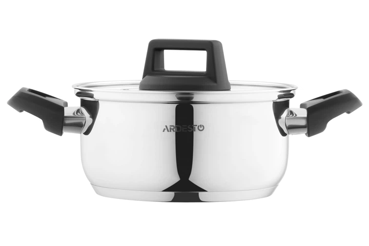 Каструля Ardesto Gemini Piemonte зі скляною кришкою нержавіюча сталь 2л 18см AR3520G (00107452) - изображение 3