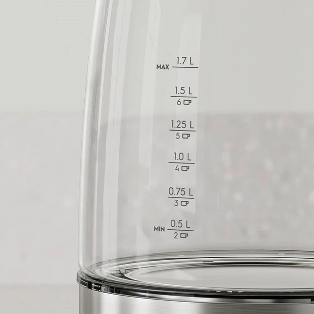 Електрочайник Electrolux 1.7л, Strix, скло, сріблясто-чорний (00109421) - Фото 4 Електрочайник Electrolux 1.7л, Strix, скло, сріблясто-чорний (00109421) - зображення 4