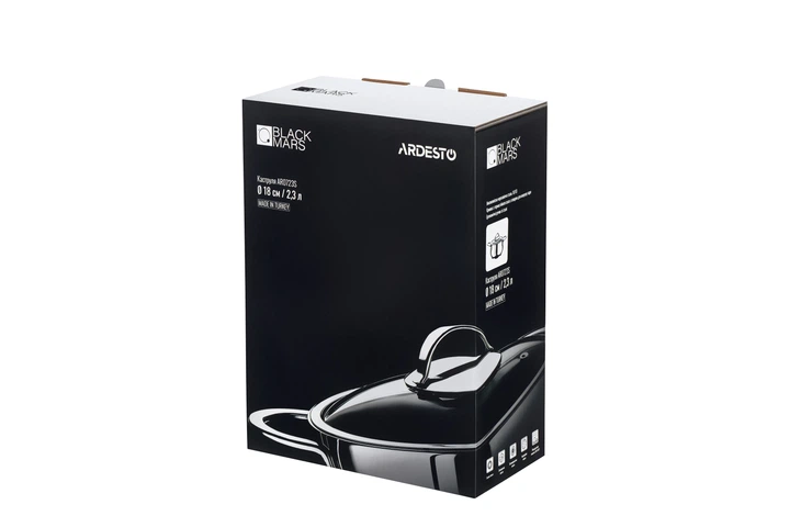 Каструля Ardesto Black Mars зі скляною кришкою нержавіюча сталь 2,3л діаметр 18см AR0723S чорна (00107425) - зображення 6