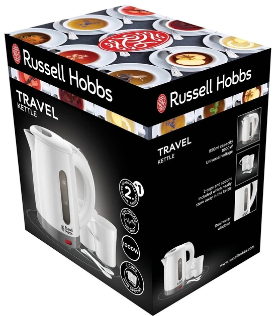 Електрочайник Russell Hobbs Travel 0.85л, пластик, білий (00109382) - Фото 6 Електрочайник Russell Hobbs Travel 0.85л, пластик, білий (00109382) - изображение 6