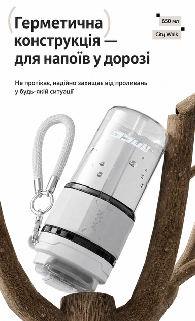 Кружка RACE Dual-Sip (650 мл) с двумя секциями соломинкой и ремешком - Серая - Фото 3 Кружка RACE Dual-Sip (650 мл) с двумя секциями соломинкой и ремешком - Серая - изображение 3