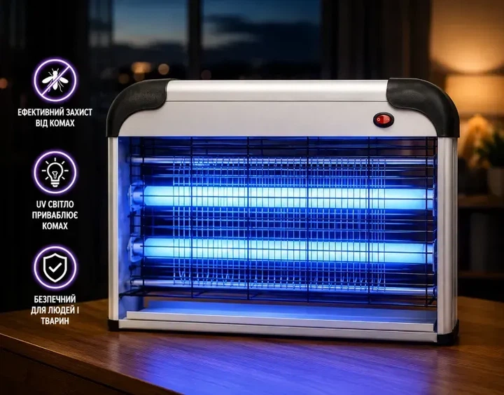 Электрическая ультрафиолетовая лампа от комаров и мух Mosquito Killer Lamp 30W. Уничтожитель насекомых с УФ-подсветкой - Фото 2 Электрическая ультрафиолетовая лампа от комаров и мух Mosquito Killer Lamp 30W. Уничтожитель насекомых с УФ-подсветкой - изображение 2