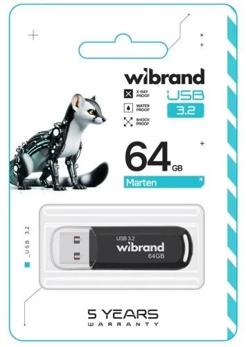 Флеш накопитель USB 64Gb Wibrand Marten, Black, USB 3.2 Gen 1 (WI3.2/MA64P10B) - изображение 2