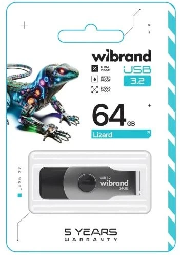 Флеш накопичувач USB 64Gb Wibrand Lizard, Black, USB 3.2 Gen 1 (WI3.2/LI64P9B) - Фото 3 Флеш накопичувач USB 64Gb Wibrand Lizard, Black, USB 3.2 Gen 1 (WI3.2/LI64P9B) - зображення 3