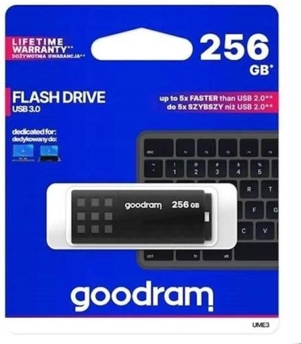 Флеш накопитель USB 256Gb Goodram UME3, Black, USB 3.2 Gen 1 (UME3-2560K0R11) - Фото 3 Флеш накопитель USB 256Gb Goodram UME3, Black, USB 3.2 Gen 1 (UME3-2560K0R11) - изображение 3
