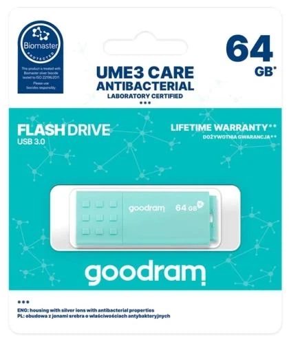 Флеш накопичувач USB 64Gb Goodram UME3 "Care", Teal, USB 3.2 Gen 1 (UME3-0640CRR11) - зображення 5