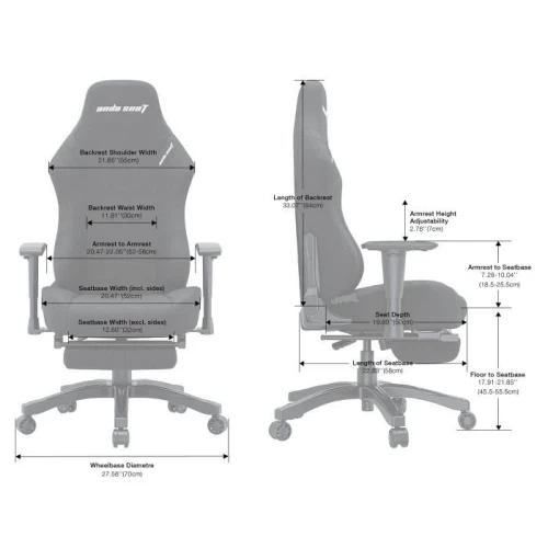 Ігрове крісло AndaSeat Luna Pro Size L Fabric, Dark Grey (AD18T-44-GB-F) - зображення 7