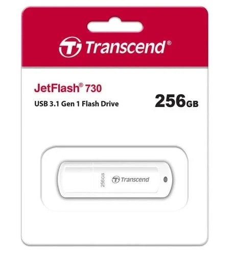 Флеш накопичувач USB 256Gb Transcend JetFlash 730, White, USB 3.1 Gen 1 (TS256GJF730) - Фото 4 Флеш накопичувач USB 256Gb Transcend JetFlash 730, White, USB 3.1 Gen 1 (TS256GJF730) - зображення 4