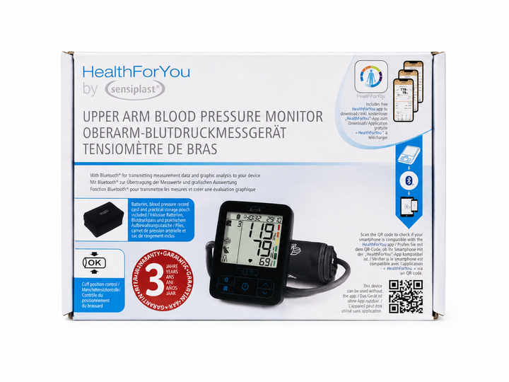 Тонометр автоматический HealthForYou by Sensiplast Bluetooth Upper Arm Blood Pressure Monitor - изображение 2