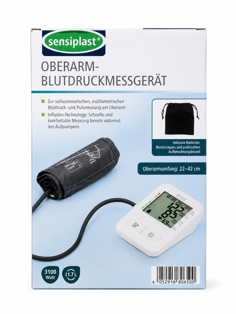 Автоматический тонометр Sensiplast Oberarm-Blutdruckmessgerät для плеча 22–42 см - Фото 2 Автоматический тонометр Sensiplast Oberarm-Blutdruckmessgerät для плеча 22–42 см - изображение 2