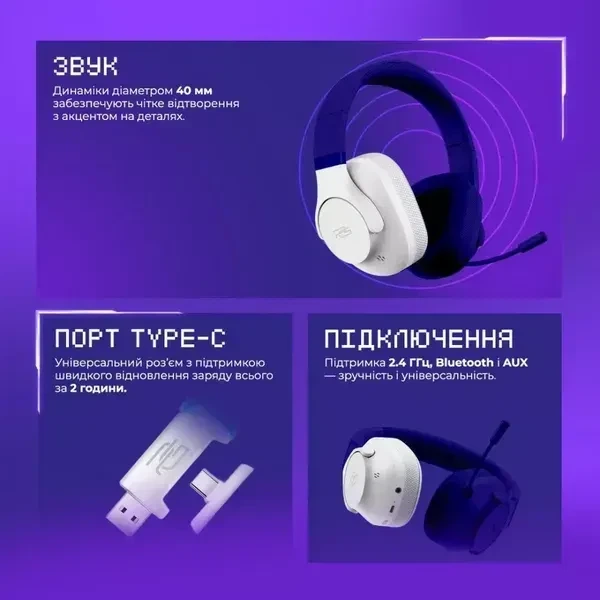 Бездротові ігрові навушники Proove Gaming Bliss Pro Black Геймерська гарнітура з мікрофоном та 2.4 ГГц / Bluetooth - Фото 6 Бездротові ігрові навушники Proove Gaming Bliss Pro Black Геймерська гарнітура з мікрофоном та 2.4 ГГц / Bluetooth - зображення 6