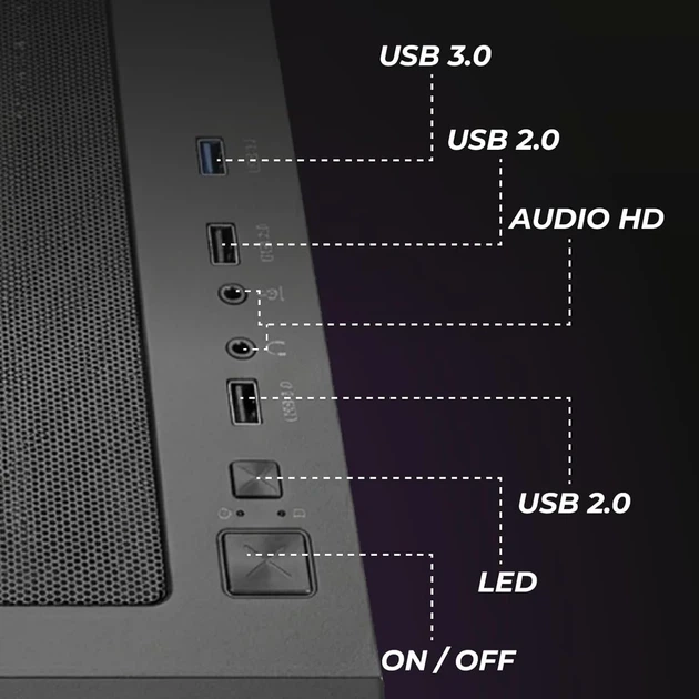 Корпус Noua Smash S1 Black / Mid-Tower / 4x120mm ARGB / Glass / без БЖ / Чорний (101919421) - Фото 5 Корпус Noua Smash S1 Black / Mid-Tower / 4x120mm ARGB / Glass / без БЖ / Чорний (101919421) - зображення 5