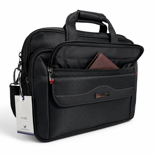 Сумка для ноутбука Leather RL1058 черная из CORDURA с креплением на чемодан Leather - изображение 8
