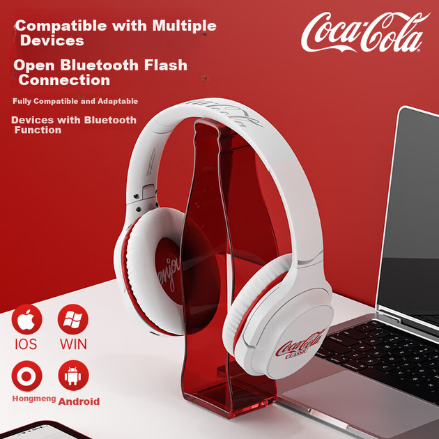 Беспроводные Bluetooth-наушники Coca-Cola T18, накладные наушники для игр, спорта и бега с ультрадлительным временем автономной работы, новейшая модель 2026 года, подарок для студентов и мужчин, совместимы с Apple, Huawei, Xiaomi. - изображение 7