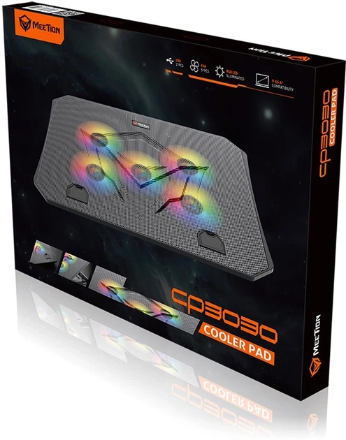 Охолоджувальна Підставка для ноутбука MeeTion CoolingPad CP3030 c RBG Підсвічуванням, Регулюванням висоти |9-15.6"| - Фото 8 Охолоджувальна Підставка для ноутбука MeeTion CoolingPad CP3030 c RBG Підсвічуванням, Регулюванням висоти |9-15.6"| - изображение 8