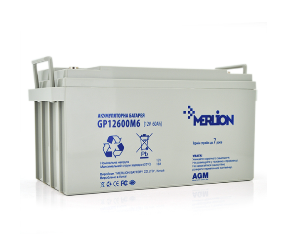 Аккумулятор AGM 12V 60Ah, MERLION GP12600M6 - Фото 1 Аккумулятор AGM 12V 60Ah, MERLION GP12600M6 - изображение 1