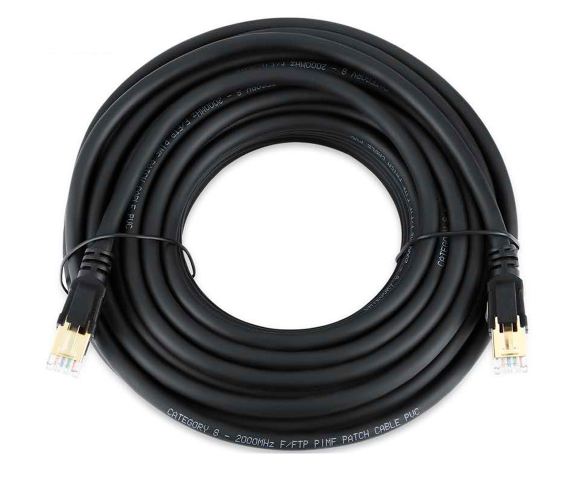 Патч-корд RJ45 Veggieg Cat.8 SSTP, 25м, біметал (CCA), чорний - Фото 1 Патч-корд RJ45 Veggieg Cat.8 SSTP, 25м, біметал (CCA), чорний - зображення 1