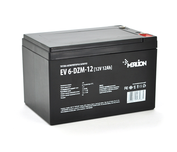 Тяговый аккумулятор AGM 12V 12Ah Merlion EV 6-DZM-12 M5 (13588) - Фото 1 Тяговый аккумулятор AGM 12V 12Ah Merlion EV 6-DZM-12 M5 (13588) - изображение 1