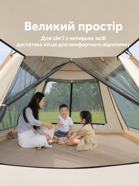 Палатка туристическая автоматическая с тентом 235 x 235 x 155 см 3-местная (49675861) - изображение 3