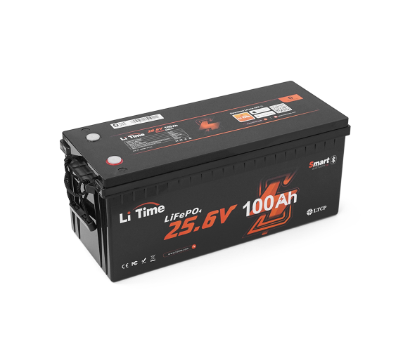Акумулятор LiFePO4 25.6V 100Ah, 2560Wh, BMS 100A, Bluetooth, Li-TIME - Фото 1 Акумулятор LiFePO4 25.6V 100Ah, 2560Wh, BMS 100A, Bluetooth, Li-TIME - зображення 1