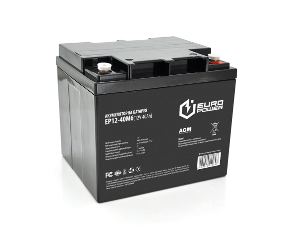 Аккумулятор AGM 12V 40Ah EUROPOWER EP12-40M6 (14269) - Фото 1 Аккумулятор AGM 12V 40Ah EUROPOWER EP12-40M6 (14269) - изображение 1