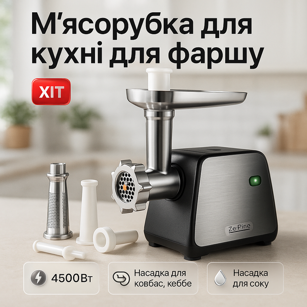 Мясорубка Domotec MS-2026 4500W с функцией реверса и соковыжималкой - изображение 2